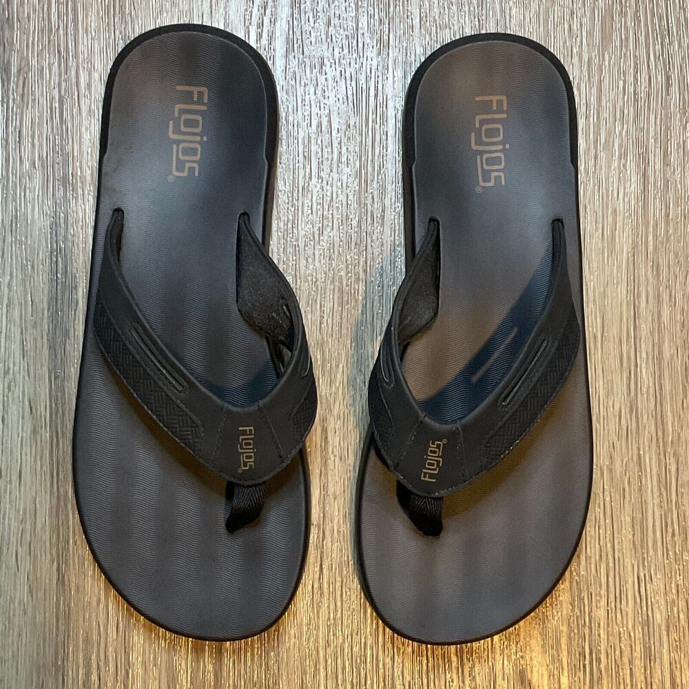 Flojos Sandals Flip Flops Mens Size 12 Black Summer Beach Casual